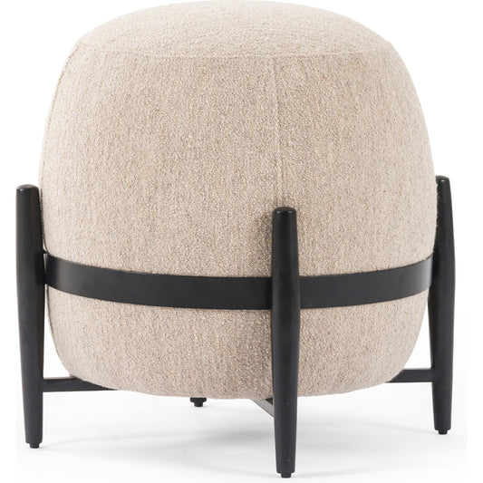 Sia Ottoman by Four Hands in athena taupe and carbon ebony. Made from 92% polyester, 8% nylon, iron, 100% polyester in a modern style.