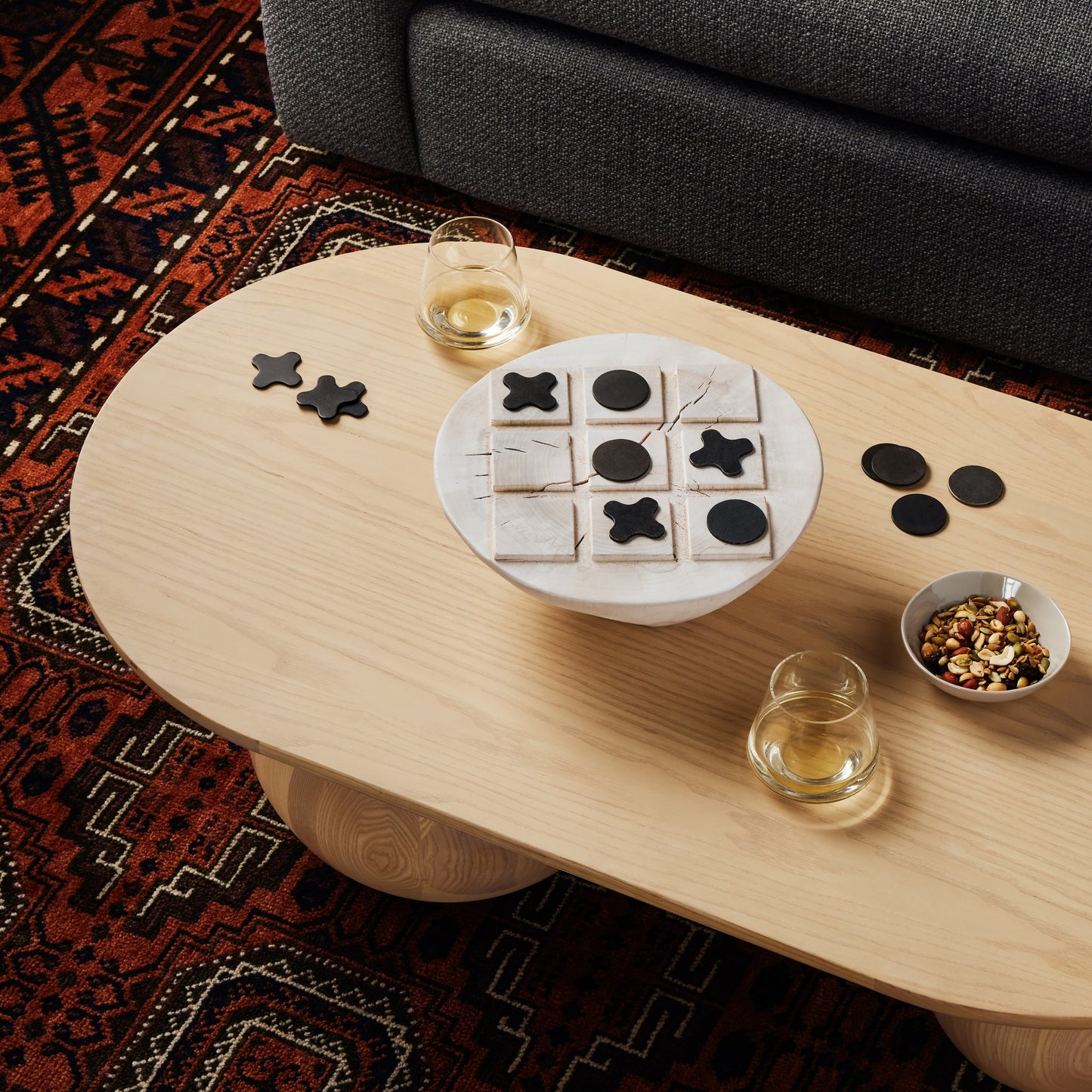 009 SI-1800167 | Lifestyle | Tic Tac Toe by Four Hands in ivory, bronzed iron and ivory. Made from solid mixed reclaimed wood, stainless steel in a eclectic & global style.