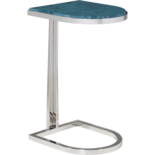 Placido Spot Table by Artistica Home in aquamarine and polished stainless steel. Made from unique in a modern style.