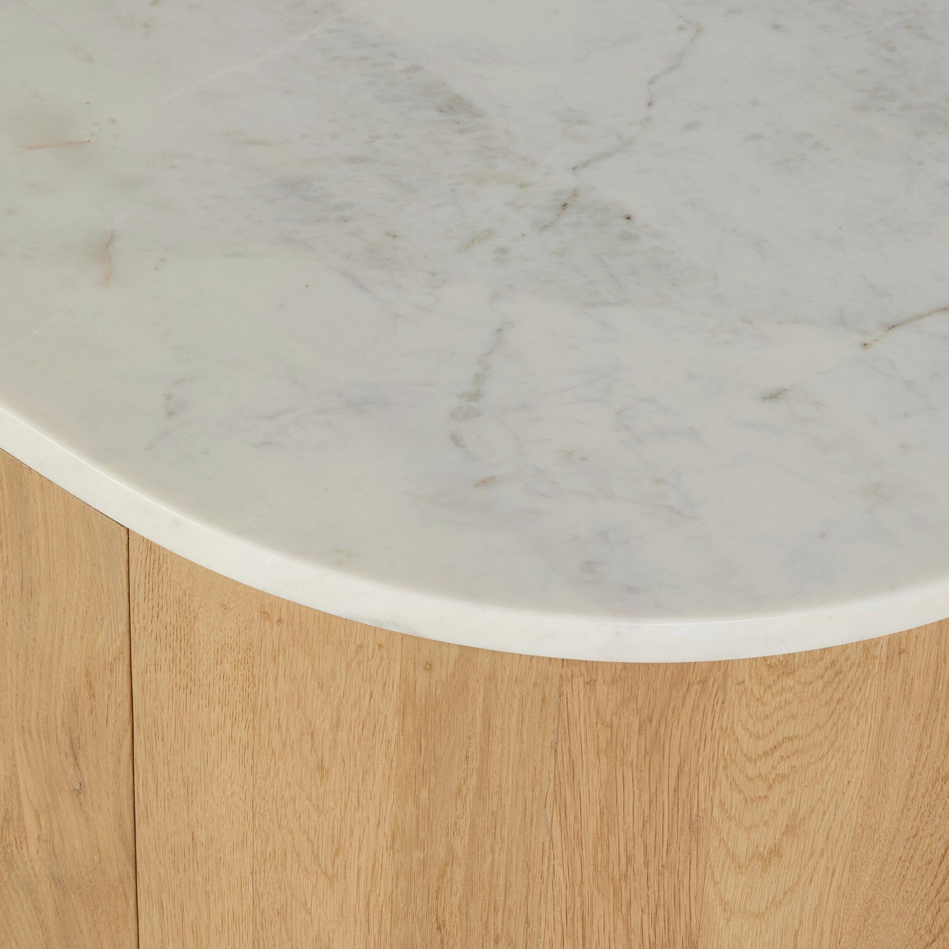 Mariah Sideboard by Four Hands in light blonde oak, white marble. Made from solid oak, solid marble, solid mango in a modern style.