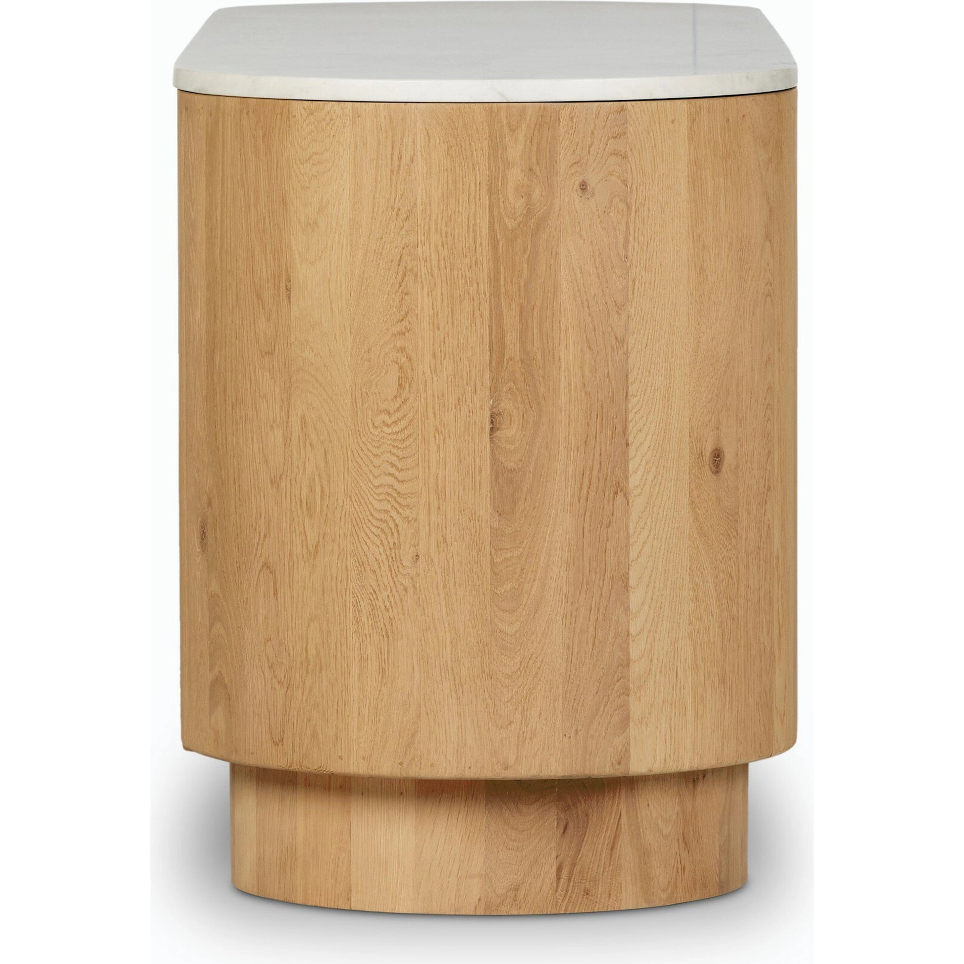 Mariah Sideboard by Four Hands in light blonde oak, white marble. Made from solid oak, solid marble, solid mango in a modern style.