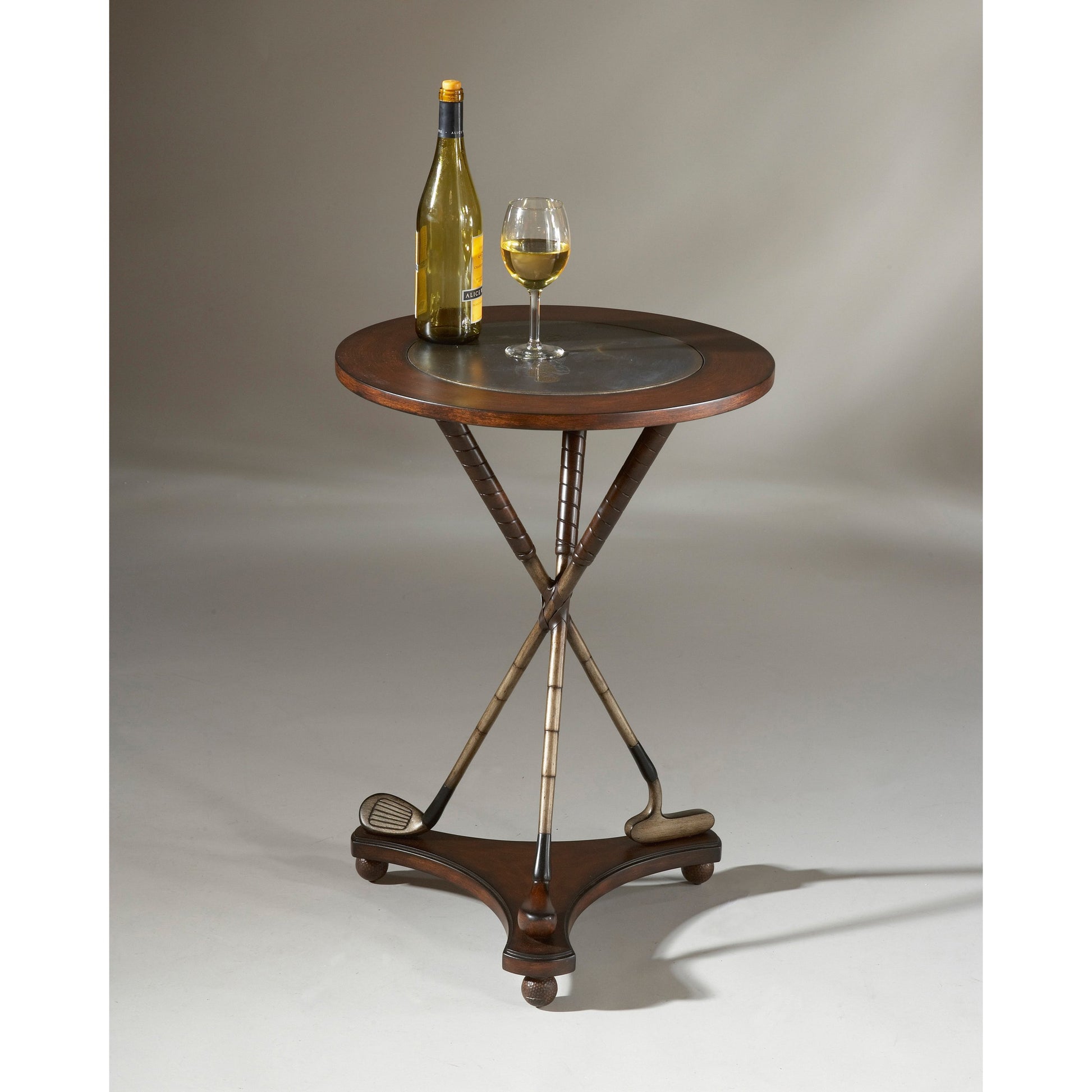 Golfer Accent Table by Butler Specialty Company in multi-color and heritage. Made from wood products, resin, brass in a traditional style.