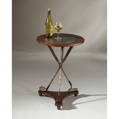 Golfer Accent Table by Butler Specialty Company in multi-color and heritage. Made from wood products, resin, brass in a traditional style.