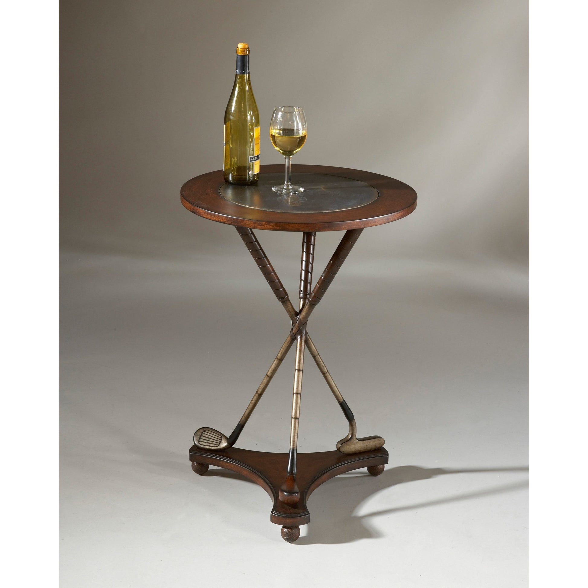 Golfer Accent Table by Butler Specialty Company in multi-color and heritage. Made from wood products, resin, brass in a traditional style.