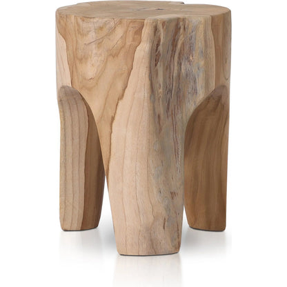 Kyra Outdoor End Table by Four Hands in rustic teak. Made from solid teak in a modern style.