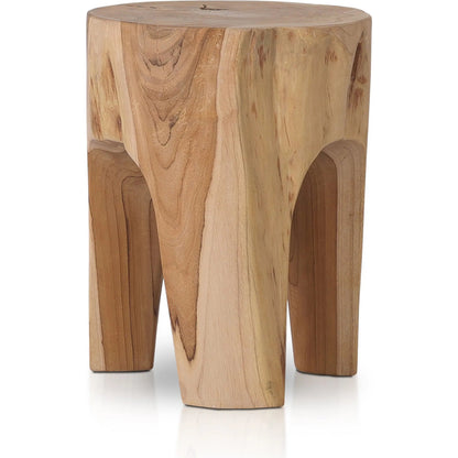 Kyra Outdoor End Table by Four Hands in rustic teak. Made from solid teak in a modern style.