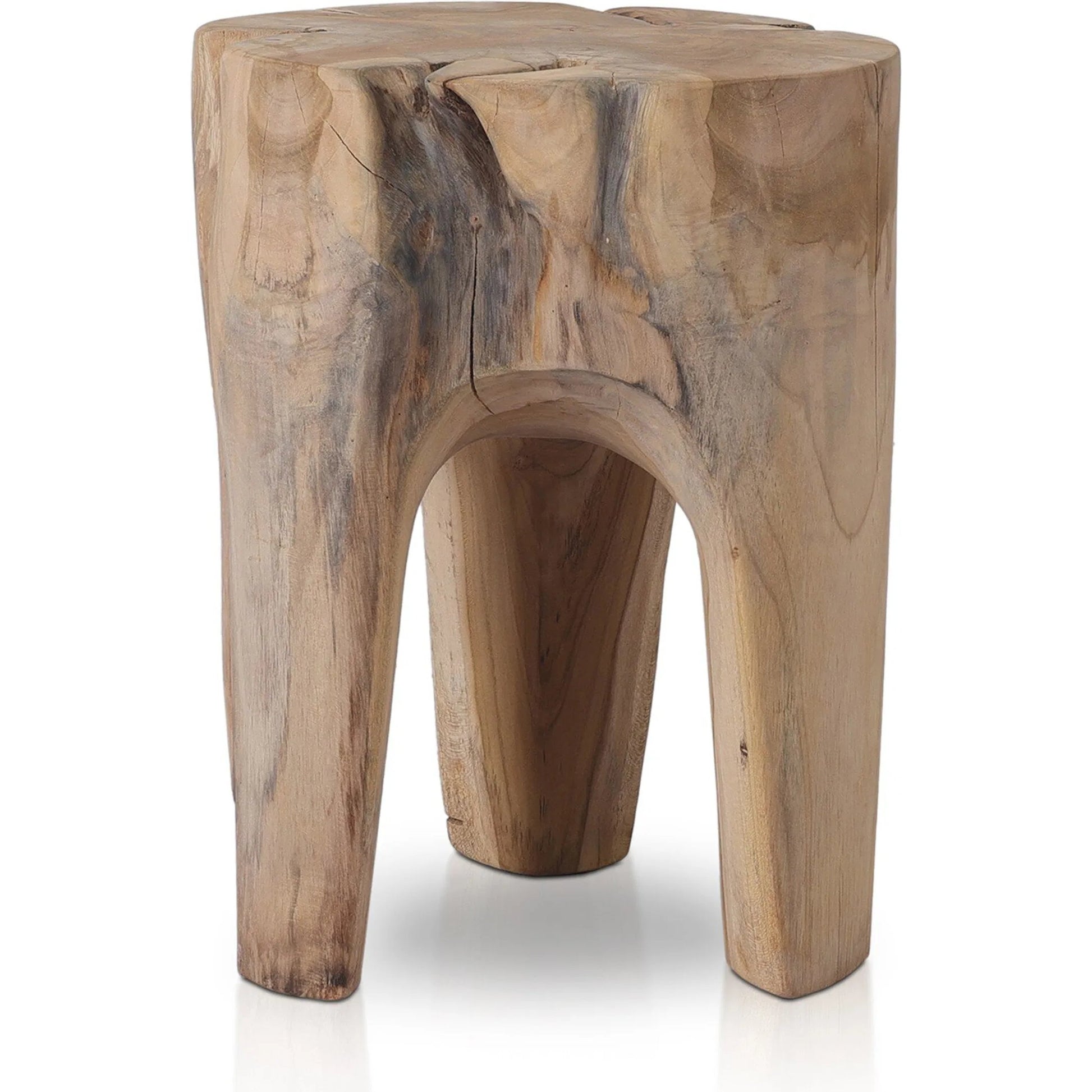 Kyra Outdoor End Table by Four Hands in rustic teak. Made from solid teak in a modern style.