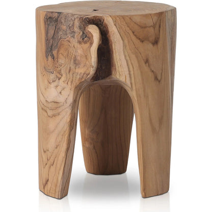 Kyra Outdoor End Table by Four Hands in rustic teak. Made from solid teak in a modern style.