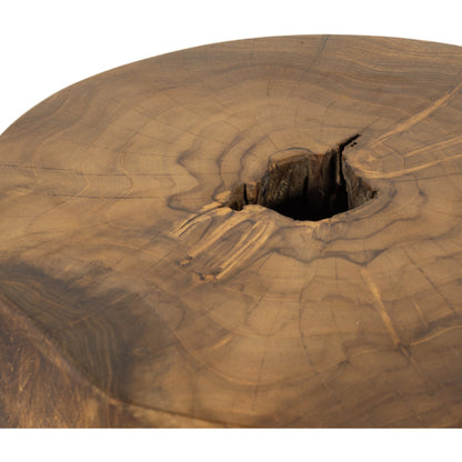 Kyra Outdoor End Table by Four Hands in rustic teak. Made from solid teak in a modern style.