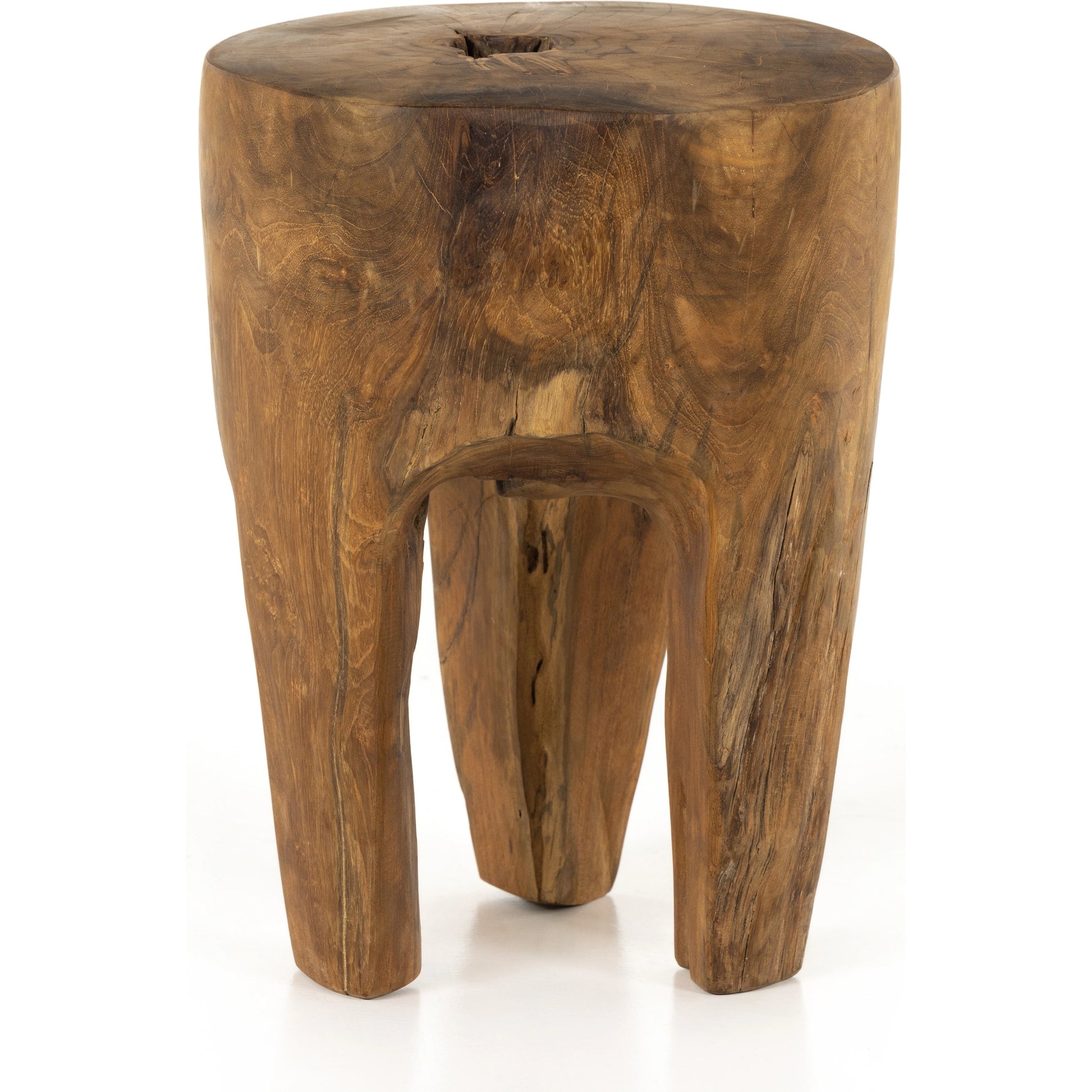 Kyra Outdoor End Table by Four Hands in rustic teak. Made from solid teak in a modern style.