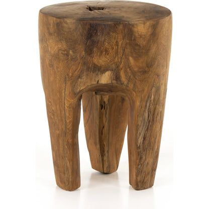Kyra Outdoor End Table by Four Hands in rustic teak. Made from solid teak in a modern style.