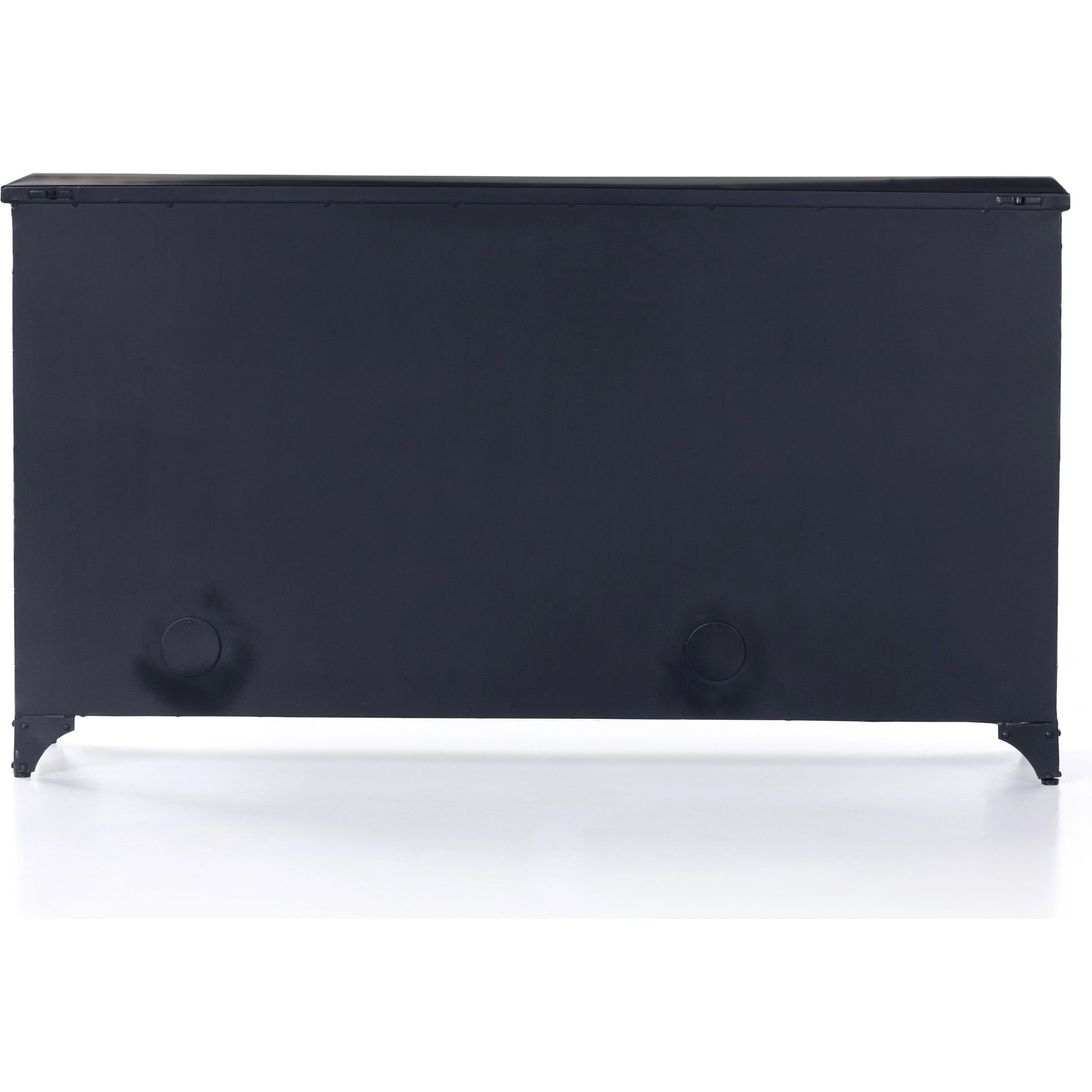Camila 3 Door Cabinet by Four Hands in black. Made from iron, tempered glass in a modern style.