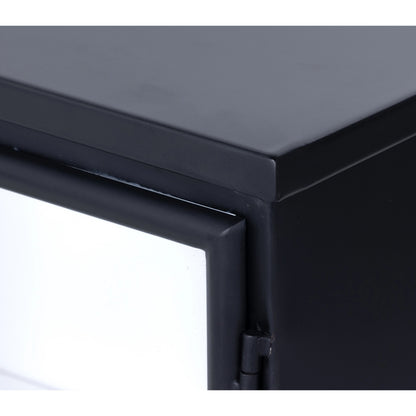 Camila 3 Door Cabinet by Four Hands in black. Made from iron, tempered glass in a modern style.