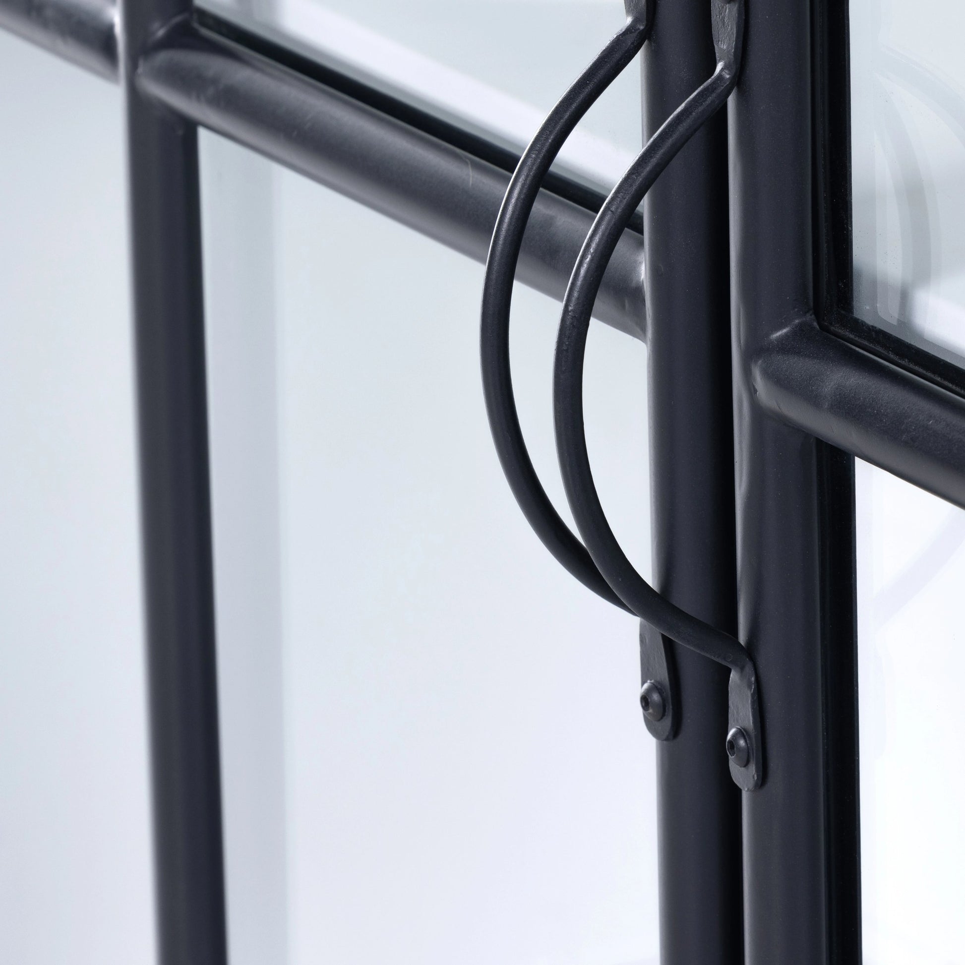 Camila 3 Door Cabinet by Four Hands in black. Made from iron, tempered glass in a modern style.