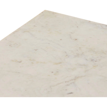 Indira Small Kitchen Island by Four Hands in smoked acacia, white marble. Made from solid acacia, solid marble, engineered hardwood in a modern style.