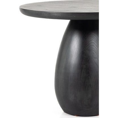 Merla End Table by Four Hands in black wash ash, black wash ash veneer and black wash ash. Made from ash veneer, solid ash in a modern style.