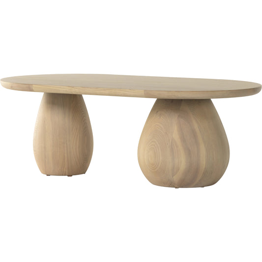 Merla Wood Coffee Table by Four Hands in light natural ash. Made from ash veneer, solid ash, engineered hardwood in a modern style.