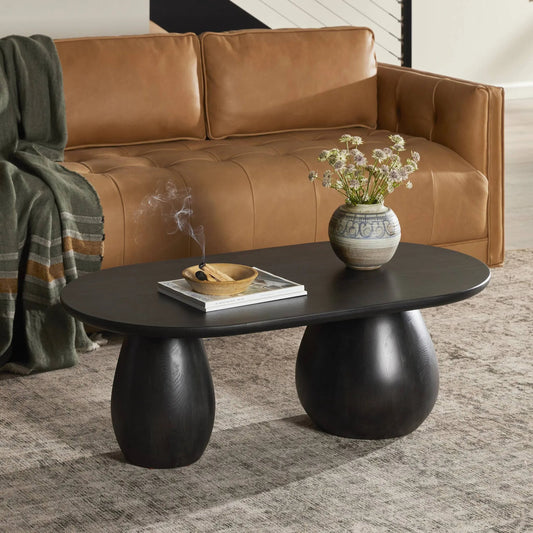 Merla Wood Coffee Table by Four Hands. Made from ash veneer, solid ash, engineered hardwood in a modern style.
