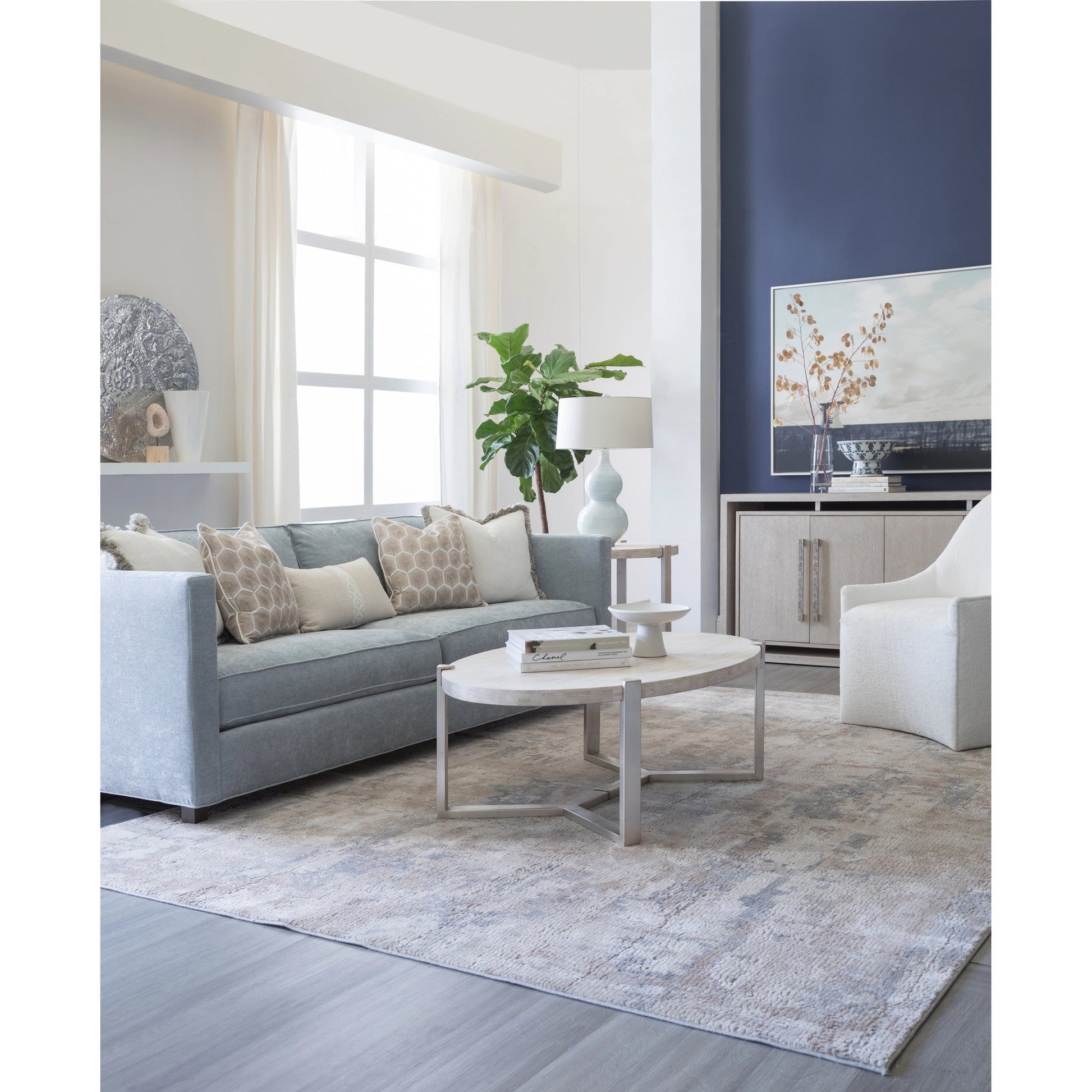 Denizen Cocktail Table by Artistica Home in champagne silver leaf. Made from unique in a modern style.