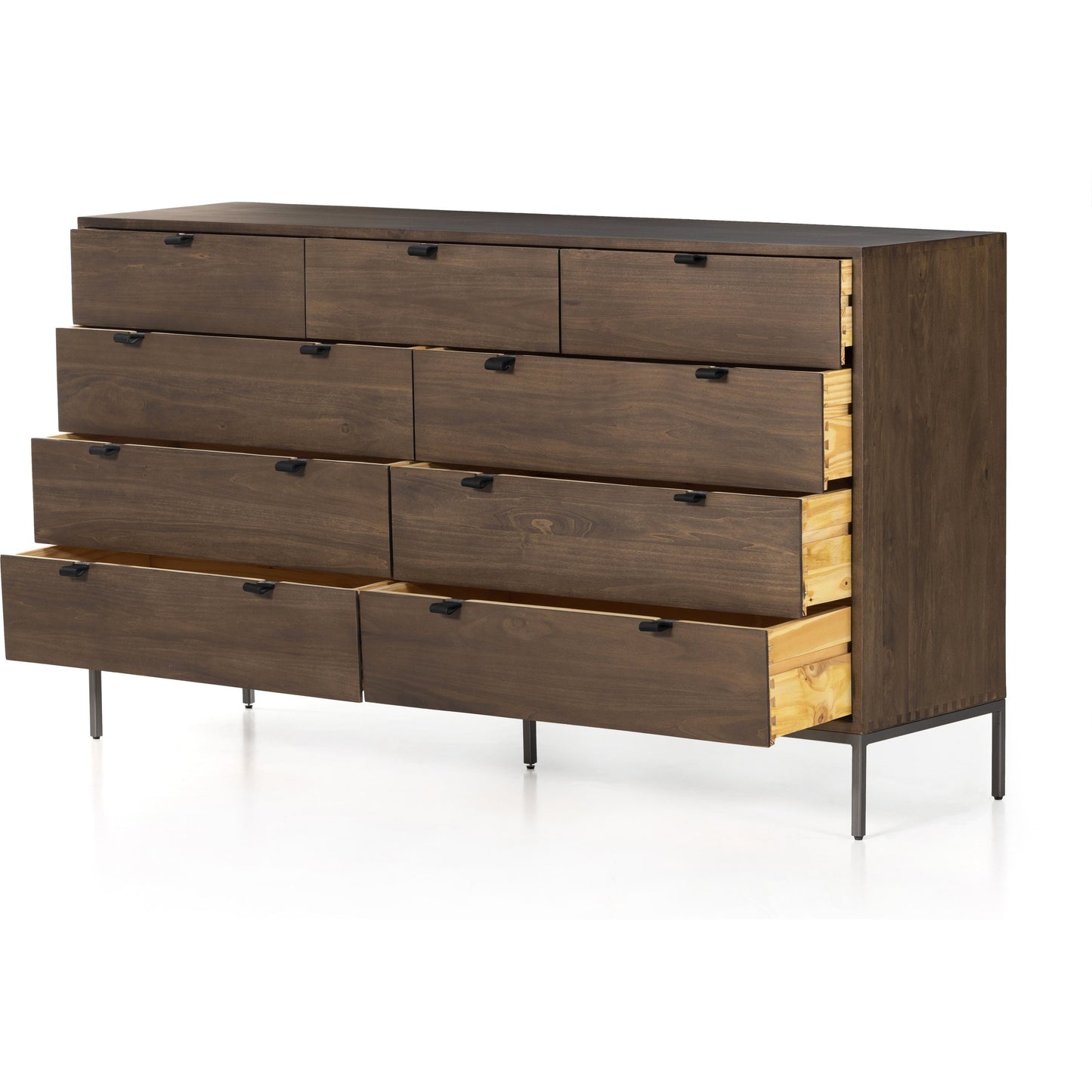 012 SI-1901198 | Additional Silo | Trey 9 Drawer Dresser by Four Hands. Made from solid poplar, top grain leather in a transitional style.
