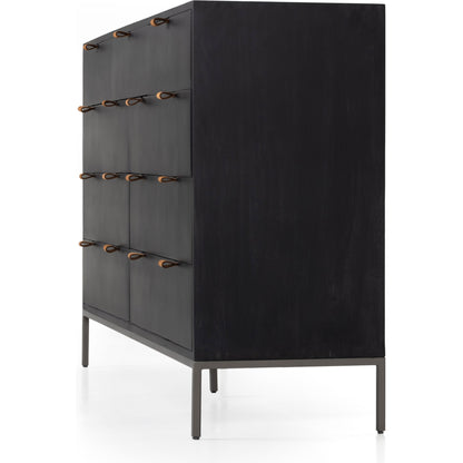 Trey 9 Drawer Dresser by Four Hands. Made from solid poplar, top grain leather in a transitional style.