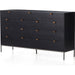 Trey 9 Drawer Dresser by Four Hands. Made from solid poplar, top grain leather in a transitional style.