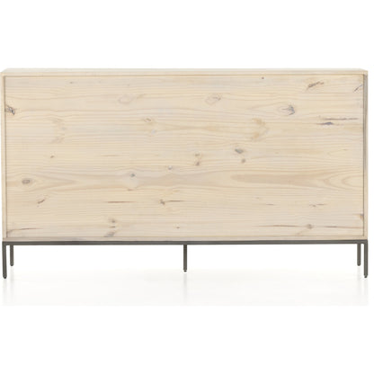 Trey 9 Drawer Dresser by Four Hands. Made from solid poplar, top grain leather in a transitional style.