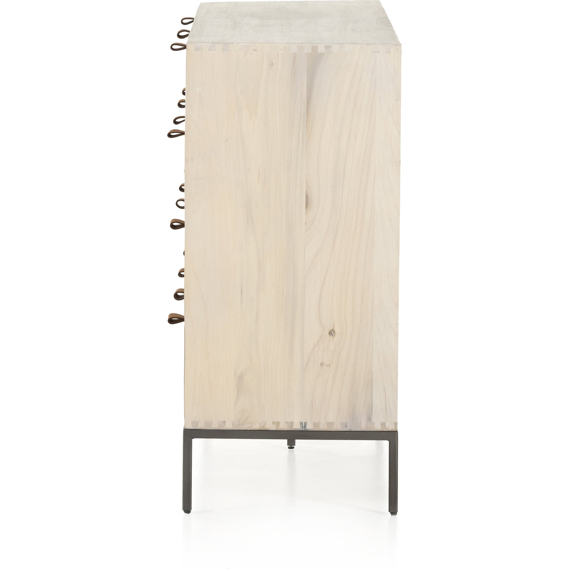 Trey 9 Drawer Dresser by Four Hands. Made from solid poplar, top grain leather in a transitional style.