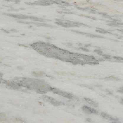 Lucy Round Dining Table by Four Hands in carbon wash, white marble and carbon wash. Made from solid marble, iron, engineered hardwood in a traditional style.