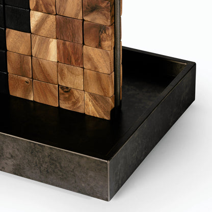 Four In a Row by Four Hands in aged grey, aged metal, natural guanacaste, carbonized black. Made from unique in a modern style.