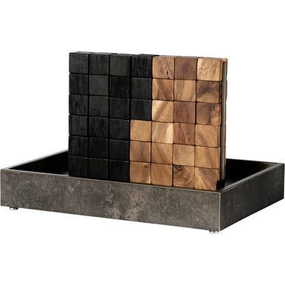Four In a Row by Four Hands in aged grey, aged metal, natural guanacaste, carbonized black. Made from unique in a modern style.