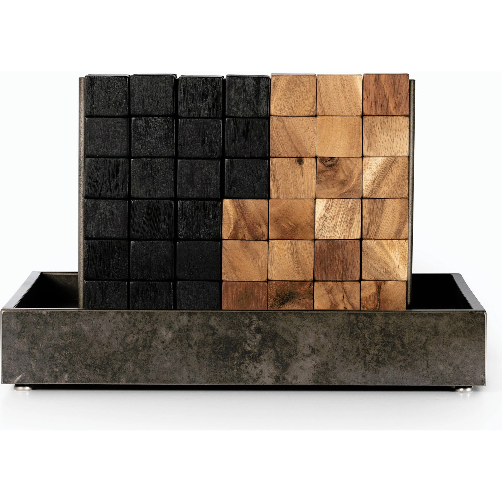 Four In a Row by Four Hands in aged grey, aged metal, natural guanacaste, carbonized black. Made from unique in a modern style.