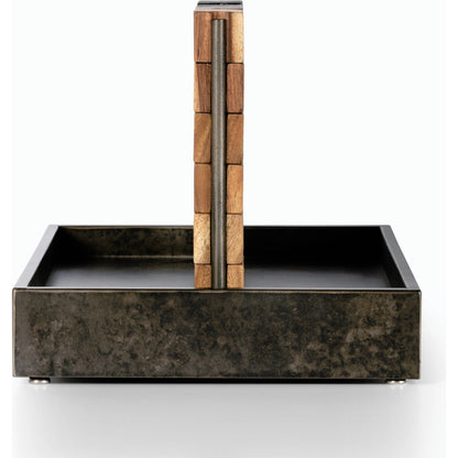 Four In a Row by Four Hands in aged grey, aged metal, natural guanacaste, carbonized black. Made from unique in a modern style.