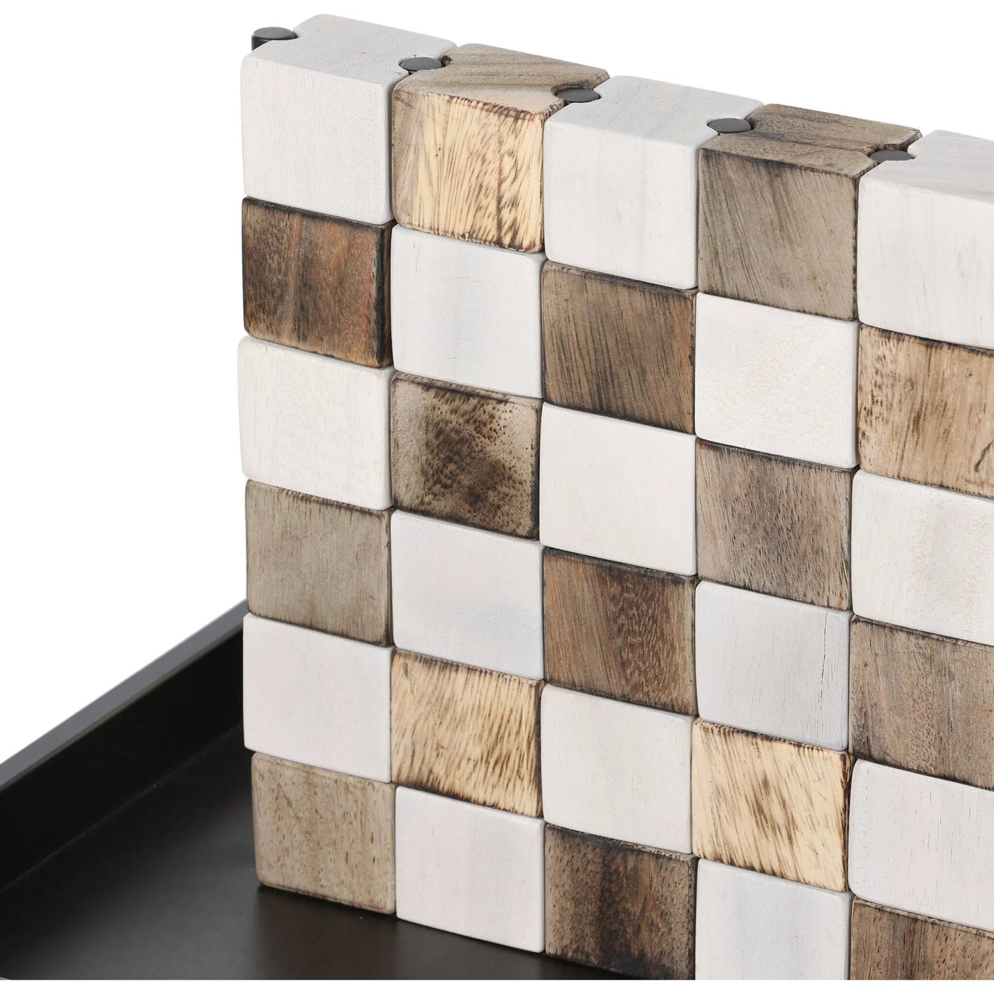 029 SI-2534976 | Closeup | Four In a Row by Four Hands in aged grey, aged metal, natural guanacaste, carbonized black. Made from unique in a modern style.