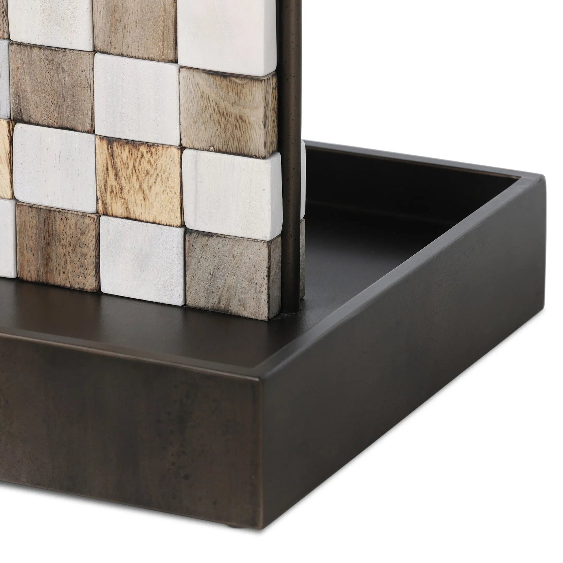Four In a Row by Four Hands in aged grey, aged metal, natural guanacaste, carbonized black. Made from unique in a modern style.
