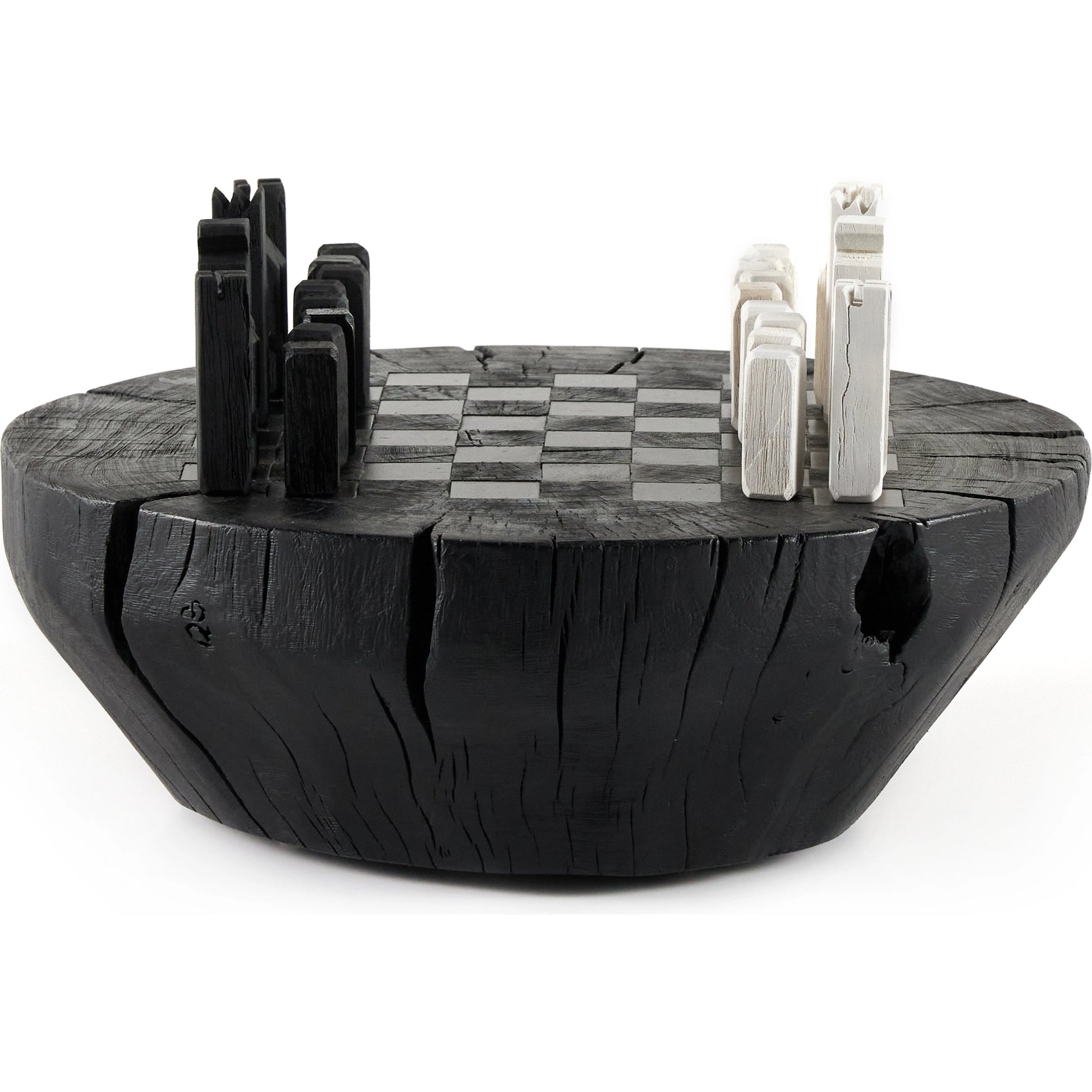 Modern Chess Set by Four Hands in ivory. Made from solid mixed reclaimed wood, iron in a modern style.