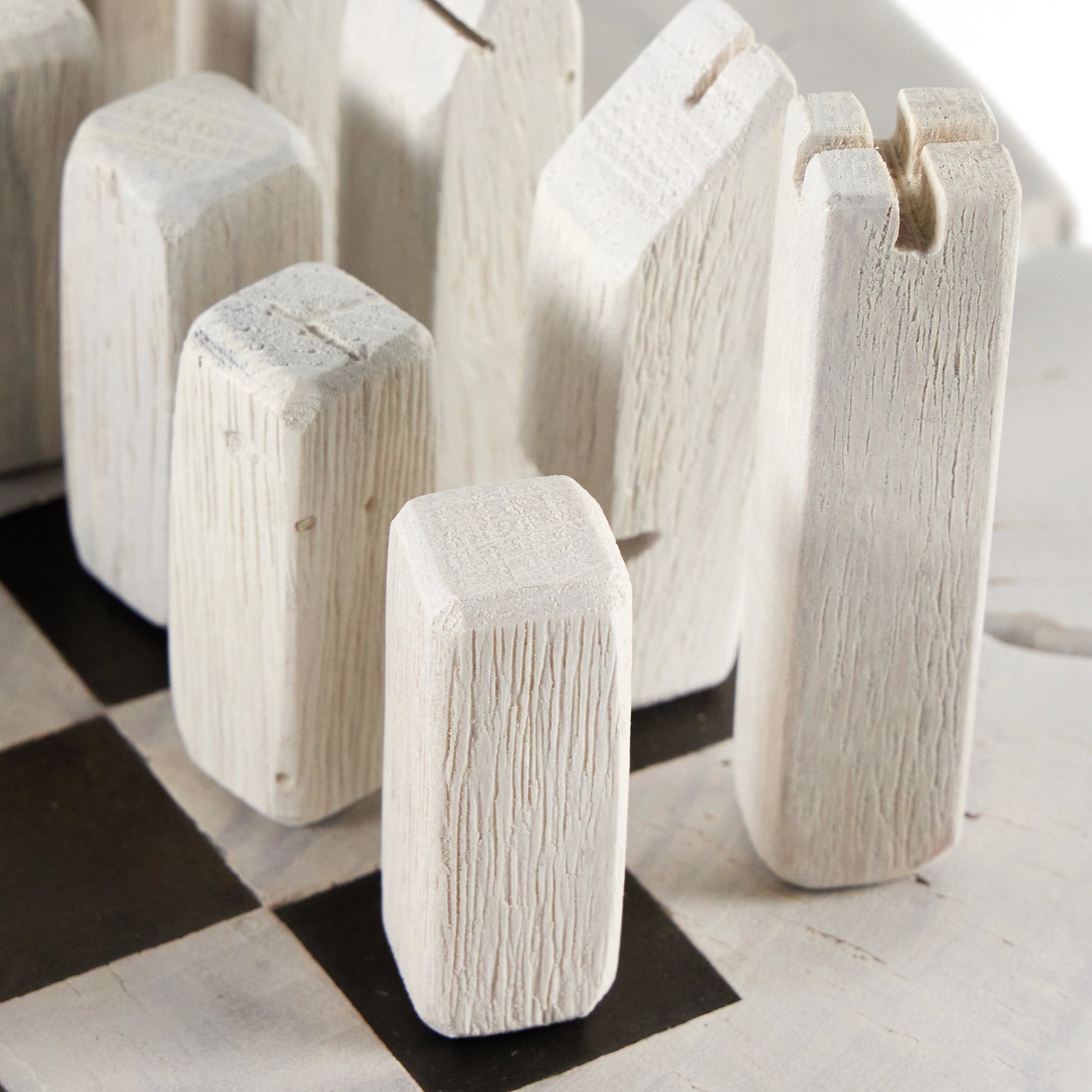 Modern Chess Set by Four Hands in ivory. Made from solid mixed reclaimed wood, iron in a modern style.