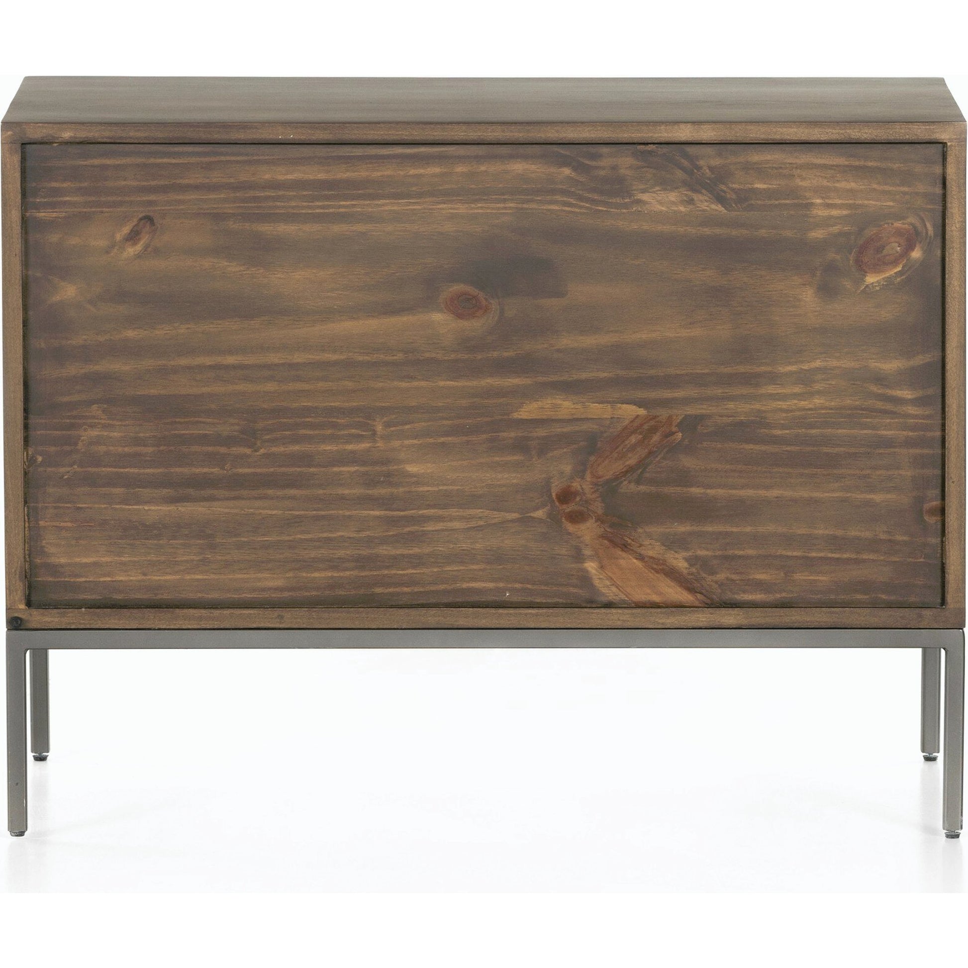 Trey Large Nightstand by Four Hands. Made from solid poplar, top grain leather, iron in a modern style.