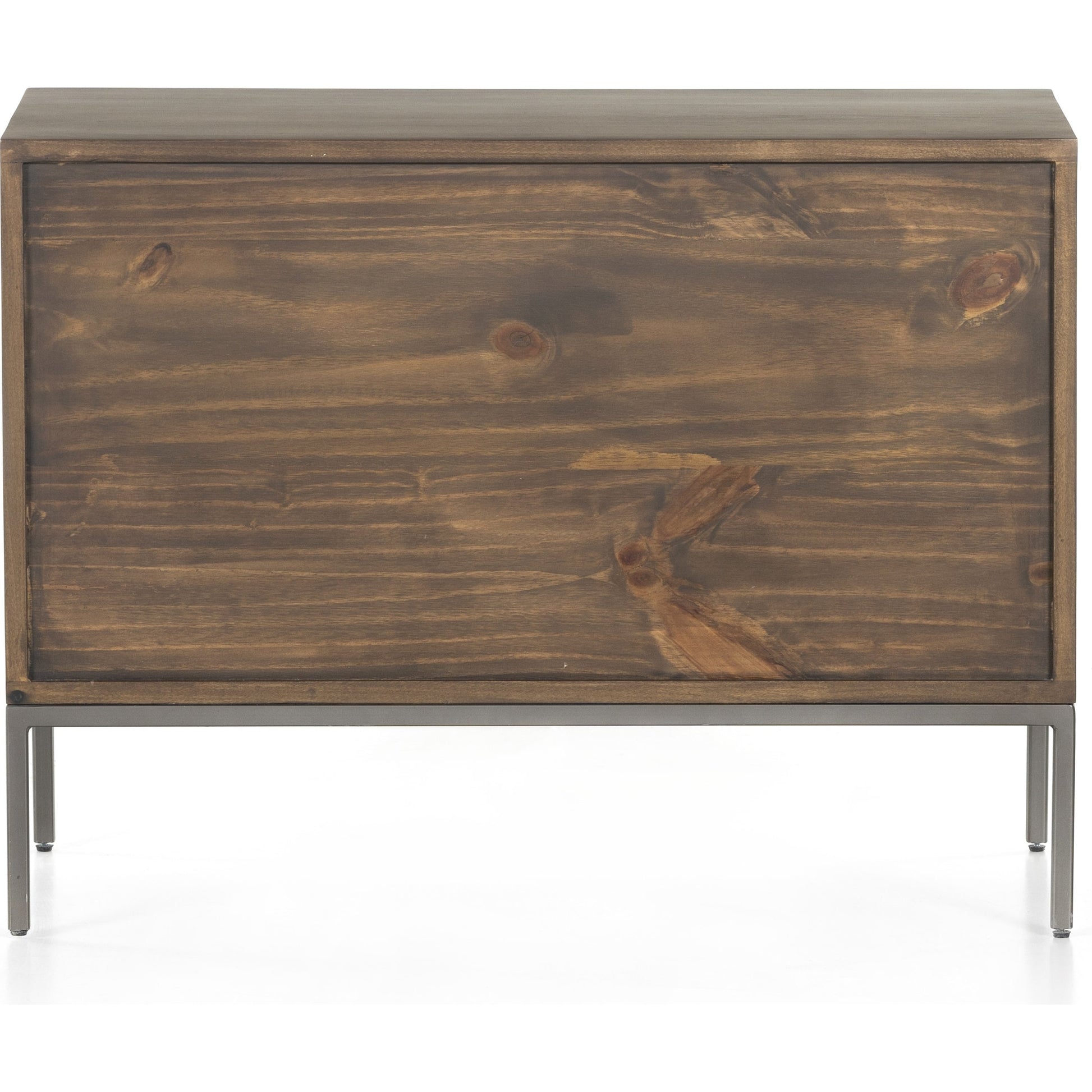 Trey Nightstand by Four Hands. Made from solid poplar, top grain leather, iron in a modern style.