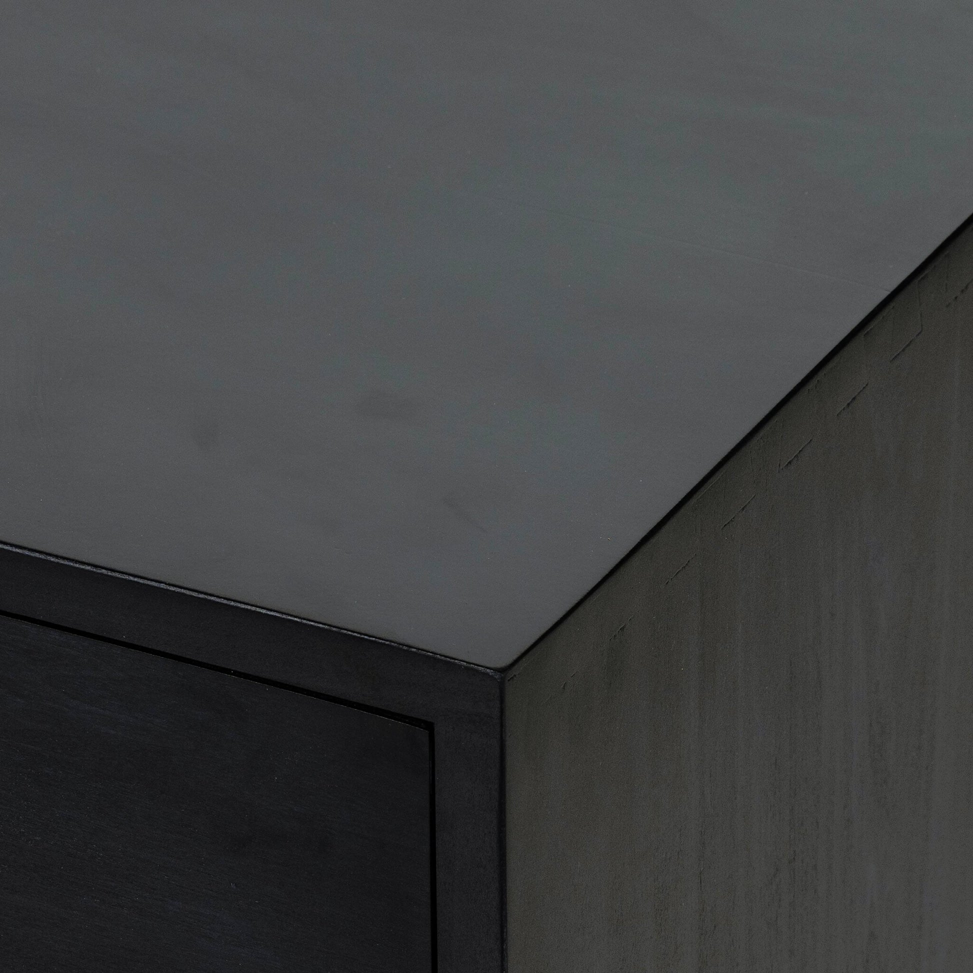 Trey Large Nightstand by Four Hands. Made from solid poplar, top grain leather, iron in a modern style.