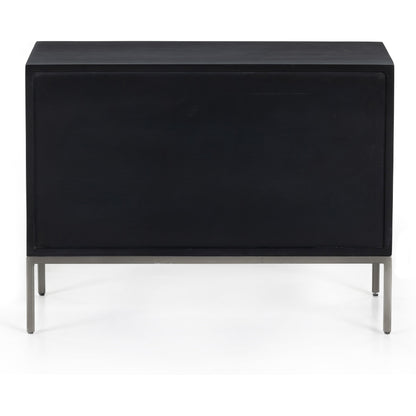 Trey Nightstand by Four Hands. Made from solid poplar, top grain leather, iron in a modern style.