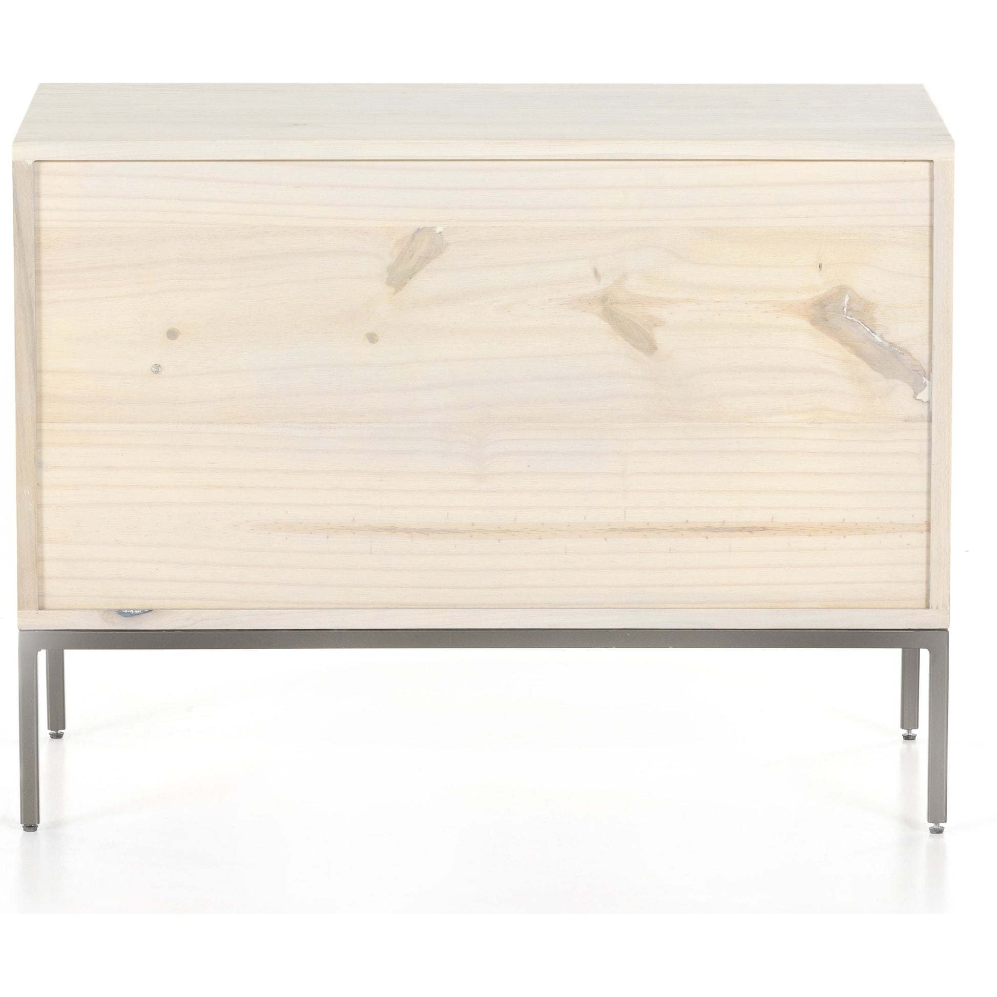 Trey Nightstand by Four Hands. Made from solid poplar, top grain leather, iron in a modern style.