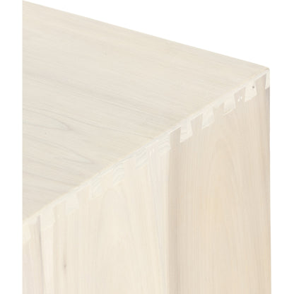 Trey Nightstand by Four Hands. Made from solid poplar, top grain leather, iron in a modern style.