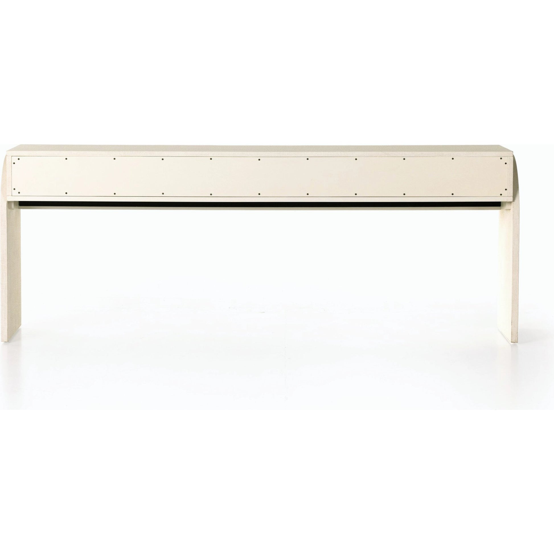 Cressida Console Table by Four Hands in ivory and light antique brass. Made from painted linen in a modern style.