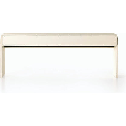 Cressida Console Table by Four Hands in ivory and light antique brass. Made from painted linen in a modern style.