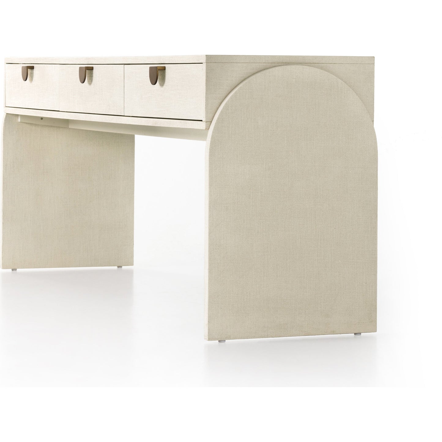 003 SI-1903025 | Additional Silo | Cressida Console Table by Four Hands in ivory and light antique brass. Made from painted linen in a modern style.