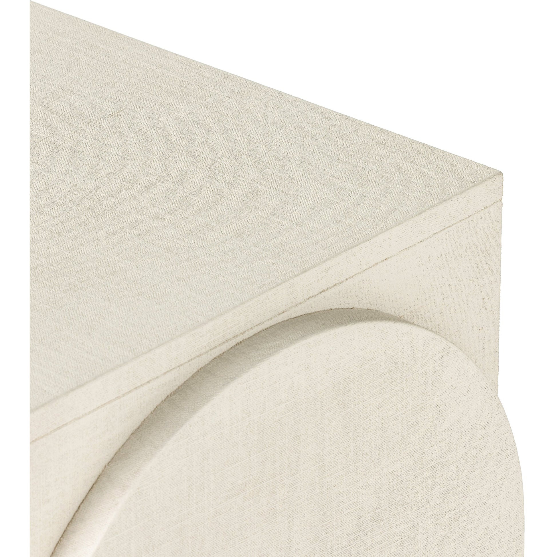 Cressida Console Table by Four Hands in ivory and light antique brass. Made from painted linen in a modern style.