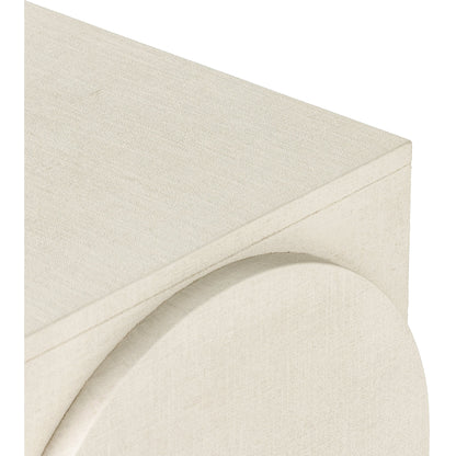 Cressida Console Table by Four Hands in ivory and light antique brass. Made from painted linen in a modern style.