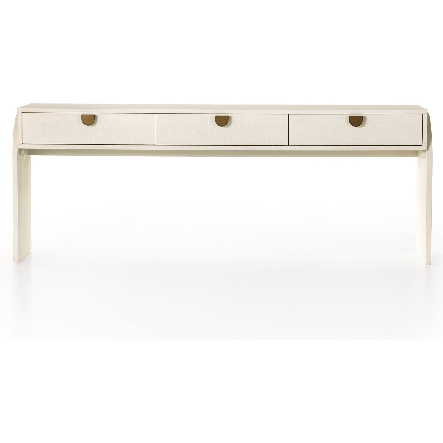 004 SI-1903025 | Additional Silo | Cressida Console Table by Four Hands in ivory and light antique brass. Made from painted linen in a modern style.