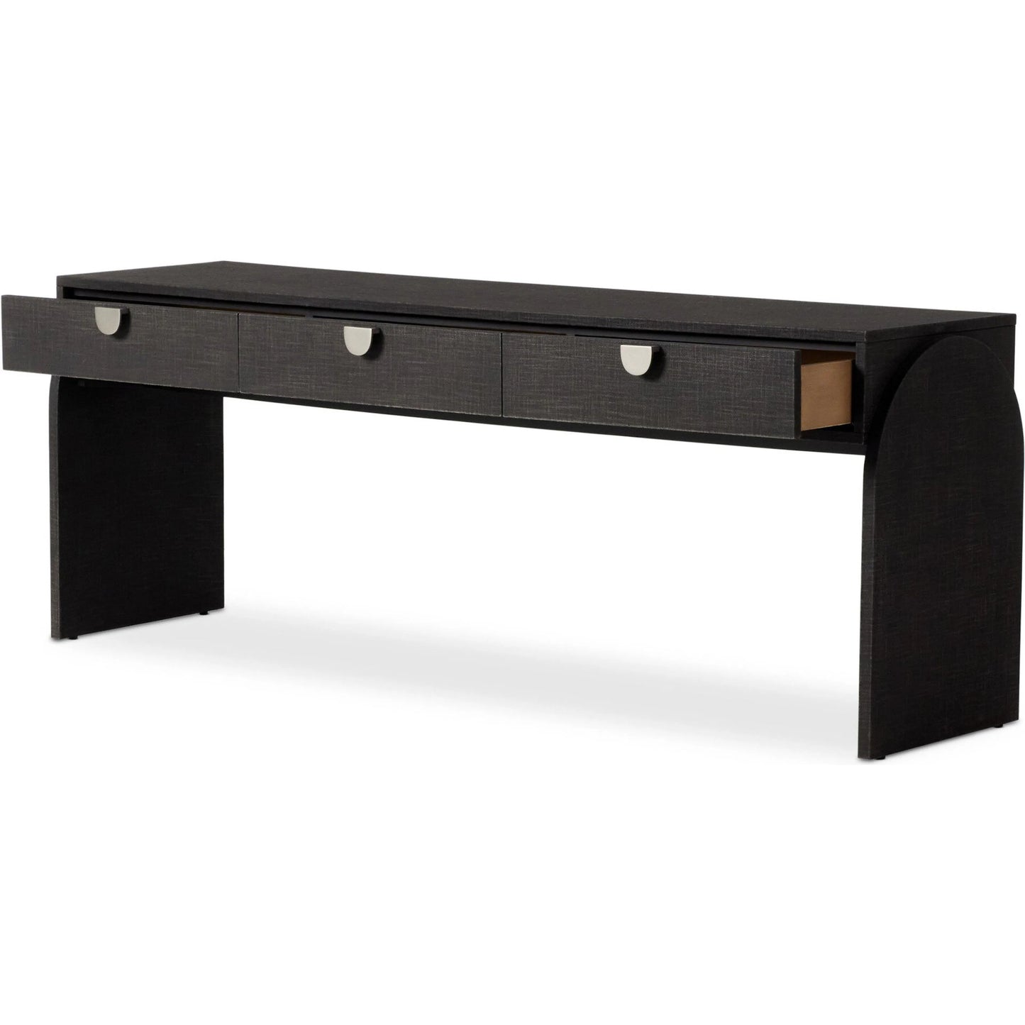 027 SI-2534903 | Additional Silo | Cressida Console Table by Four Hands in light antique brass. Made from painted linen in a modern style.